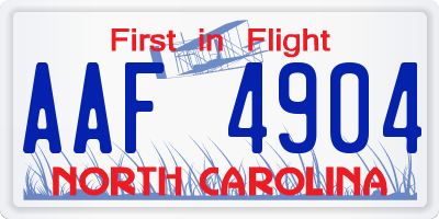 NC license plate AAF4904
