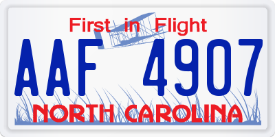 NC license plate AAF4907