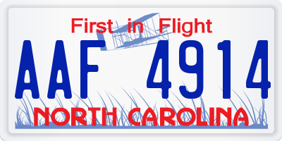 NC license plate AAF4914