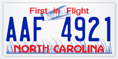 NC license plate AAF4921