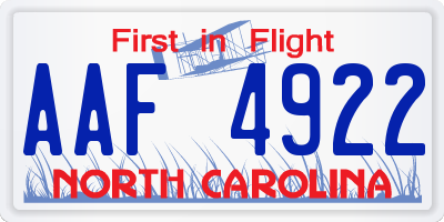 NC license plate AAF4922