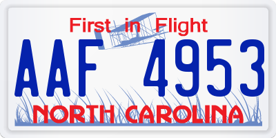 NC license plate AAF4953