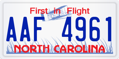 NC license plate AAF4961