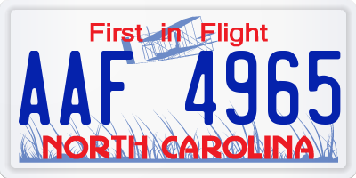 NC license plate AAF4965