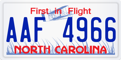 NC license plate AAF4966