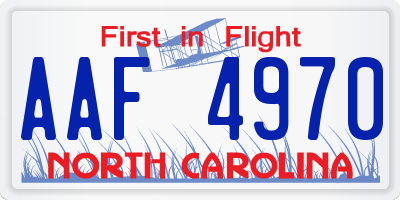 NC license plate AAF4970