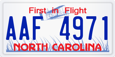 NC license plate AAF4971