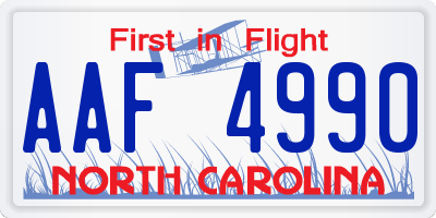 NC license plate AAF4990