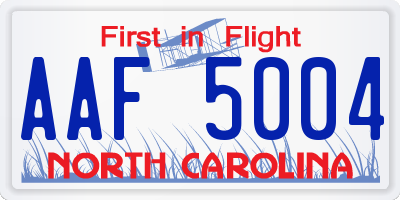 NC license plate AAF5004