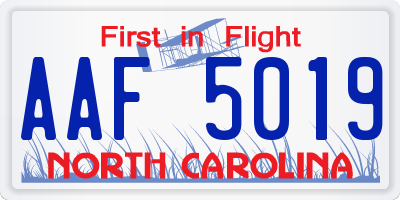 NC license plate AAF5019