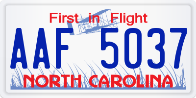 NC license plate AAF5037