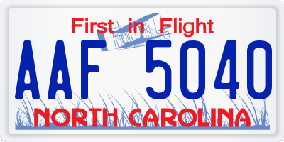 NC license plate AAF5040