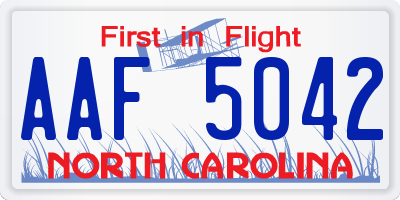 NC license plate AAF5042