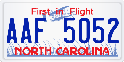 NC license plate AAF5052