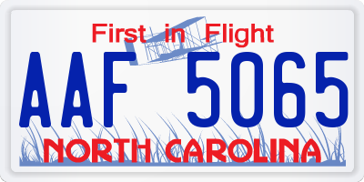 NC license plate AAF5065