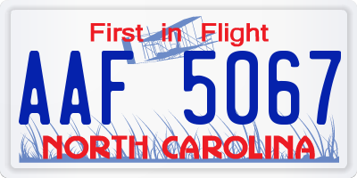 NC license plate AAF5067