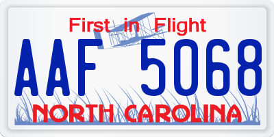 NC license plate AAF5068