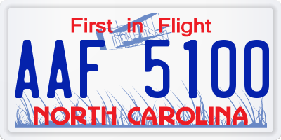 NC license plate AAF5100