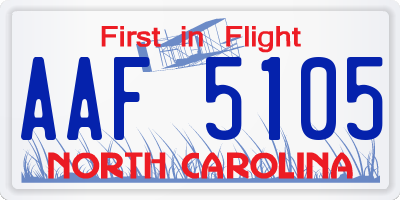 NC license plate AAF5105