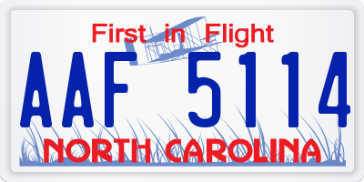 NC license plate AAF5114