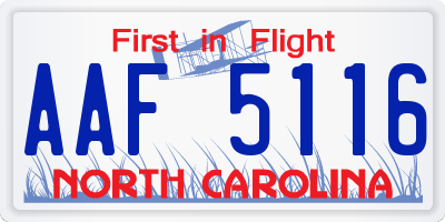 NC license plate AAF5116