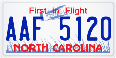 NC license plate AAF5120
