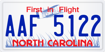 NC license plate AAF5122