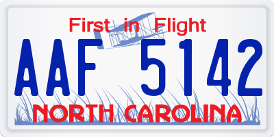 NC license plate AAF5142