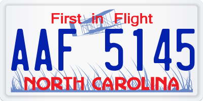 NC license plate AAF5145