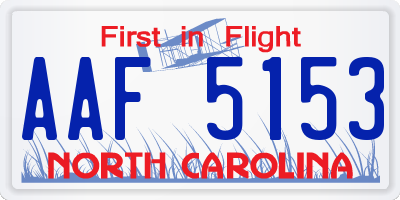 NC license plate AAF5153