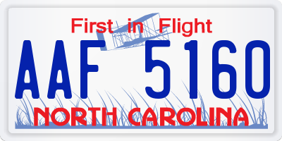 NC license plate AAF5160