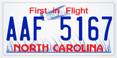 NC license plate AAF5167