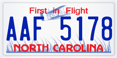 NC license plate AAF5178