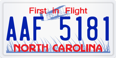 NC license plate AAF5181