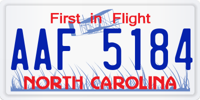 NC license plate AAF5184