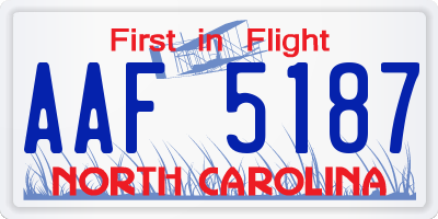 NC license plate AAF5187