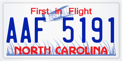 NC license plate AAF5191