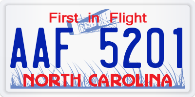 NC license plate AAF5201