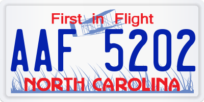 NC license plate AAF5202