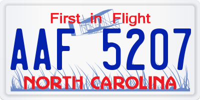 NC license plate AAF5207