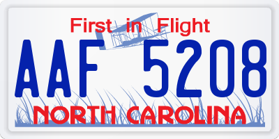 NC license plate AAF5208