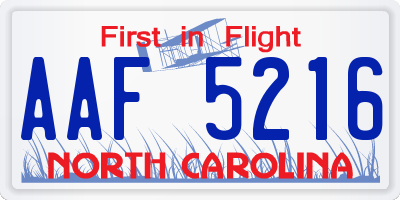 NC license plate AAF5216