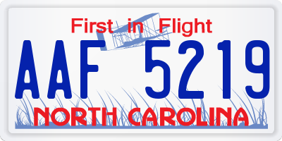 NC license plate AAF5219