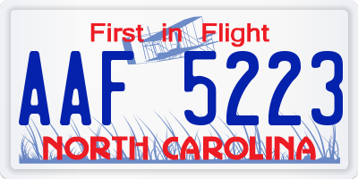NC license plate AAF5223