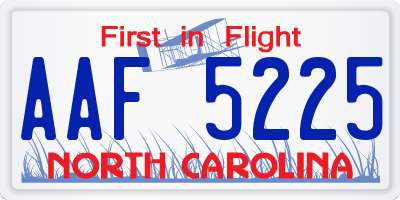 NC license plate AAF5225