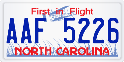 NC license plate AAF5226