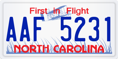 NC license plate AAF5231