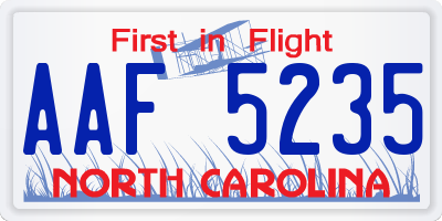 NC license plate AAF5235
