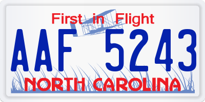 NC license plate AAF5243