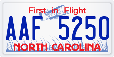 NC license plate AAF5250